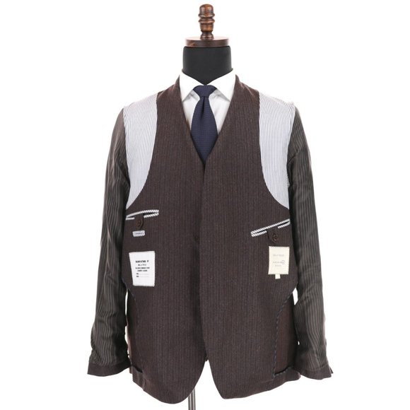 Billy Reid Wool Blazer Sport Coat Size 46R Brown Elbow Patches Jacket Italy - Picture 9 of 14